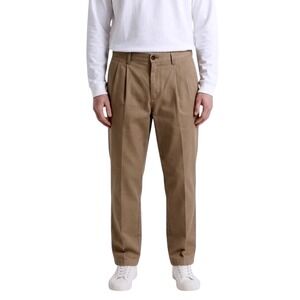 Dockers Mens 36x30 Khaki Tan Pleated Front Cotton Chino Pants Straight Leg